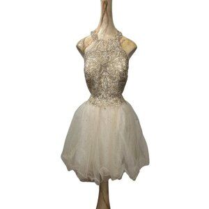 Formal Dress with Sparkly‎ Appliqué – Short & Elegant Party Dress Size Large